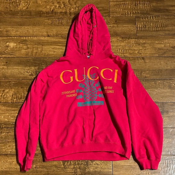 Gucci Vibrant pink Hoodie with Pineapple Graphic